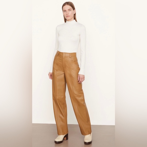 Vince Leather Seamfront Trousers/Pants - Picture 2 of 5